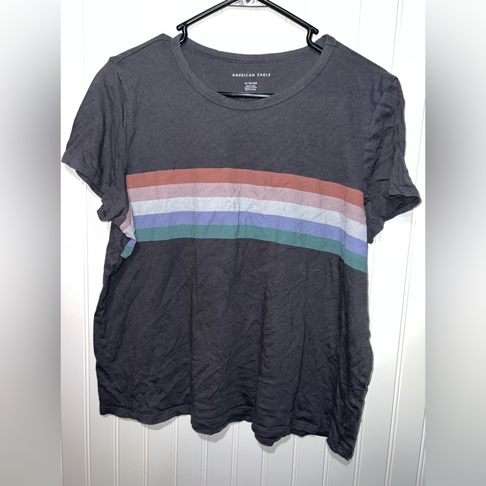 American Eagle Outfitters Women's Gray Striped Top| Size XL